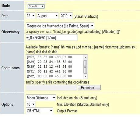 Diseño de una noche de Observación Captura
