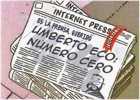 Front pages stack cómic - Umberto Eco y novela Número Cero