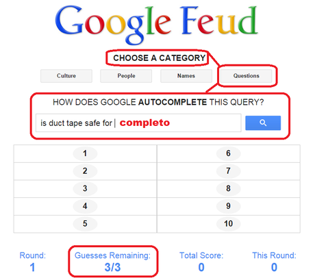 Google Feudd. Juego con