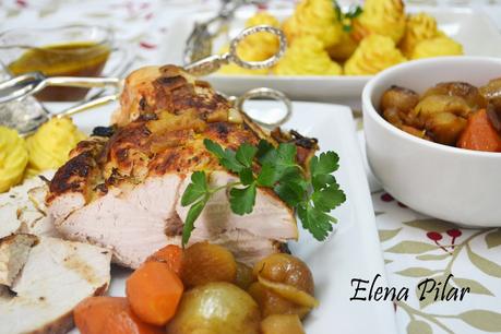 Pechuga de pavo al horno con patatas duquesa Pechuga de pavo al horno con patatas duquesa