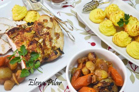 Pechuga de pavo al horno con patatas duquesa Pechuga de pavo al horno con patatas duquesa