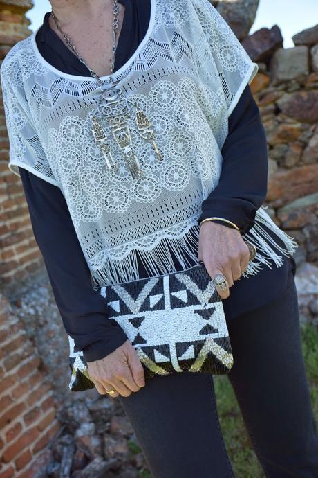 fringed crop top oversize flared pants black and white seventies fringed crop top oversize flared pants black and white seventies