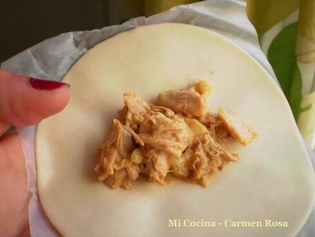 EMPANADILLAS FRITAS RELLENAS DE POLLO CON CEBOLLETA Y JENGIBRE EMPANADILLAS FRITAS RELLENAS DE POLLO CON CEBOLLETA Y JENGIBRE