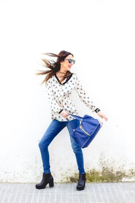 Zebra camisa con flamencos y denim