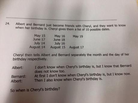 La solución al famoso problema del cumpleaños de Cheryl Cheryl