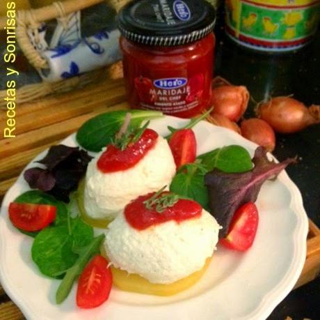 MOUSSE DE BRANDADA DE BACALAO MARIDADA MERMELADA DE PIMIENTOS ASADOS