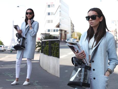 Emma  Marsal - Zara Coat, Zara Transparent, Topshop Jeans - BLUE COAT