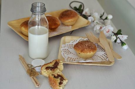 Muffins rellenos de Nutella con canela y azúcar