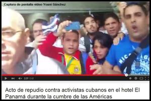 Acto de repudio contra activistas cubanos en el hotel El Panamá durante la cumbre de las Américas