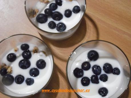 Vasitos de Yogur Batido con Frutos Rojos y Muesli Crujiente