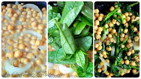 Receta para preparar Garbanzos con Espinaca