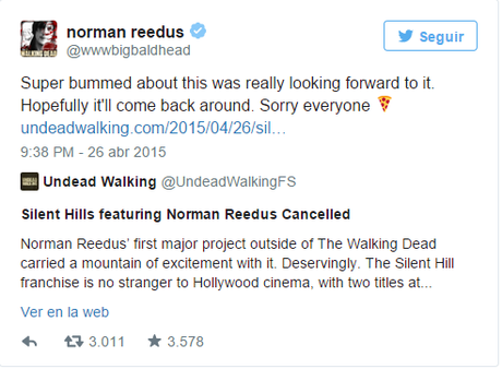 Norman Reedus, el actor que iba a protagonizar 'Silent Hills', también confirma su cancelación