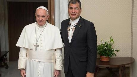 El papa Francisco recibió hoy en audiencia al presidente de Ecuador, Rafael Correa. ANSA