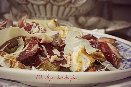 Ensalada de judías verdes con jamón y mozarella El Ágora de Ángeles ensalada de judías verdes