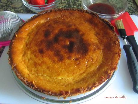 Tarta de queso y fresas