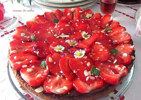 Tarta de queso y fresas