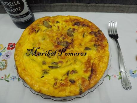 Tortilla de alcachofas, jamón de pavo y queso de cabra. Tortilla de alcachofas, jamón de pavo y queso de cabra.