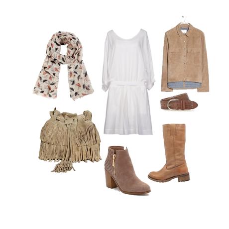Vestido blanco con botas o botines Vestido blanco con botas o botines