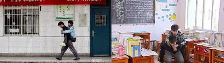 Joven chino lleva a cuestas al colegio a un amigo discapacitado desde 2012! Joven chino lleva a cuestas al colegio a un amigo discapacitado desde 2012!