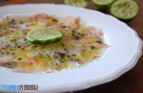CARPACCIO DE GAMBAS CON VINAGRETA DE LIMA. CARPACCIO DE GAMBAS CON VINAGRETA DE LIMA.