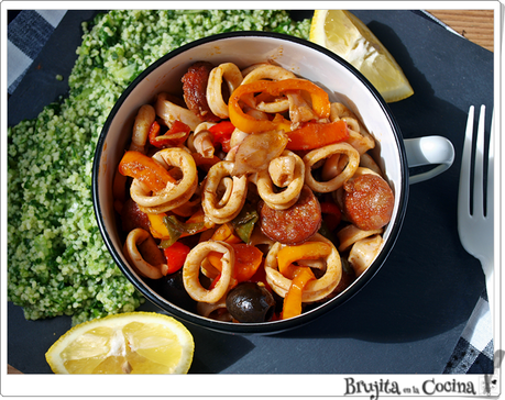Chipirones con chorizo y cuscús de espinacas - Pregunta con premio Chipirones con chorizo y cuscús de espinacas - Pregunta con premio