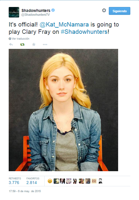 Es oficial Kat McNamara será Clary Fray en  #Shadowhunters