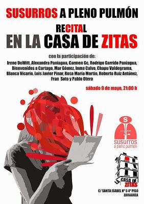 Susurros a pleno pulmón: Recital en La Casa de Zitas: Zaragoza: Tonight: