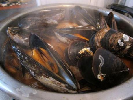 Bacalao con mejillones en salsa picante. bacalao-con-mejillones-