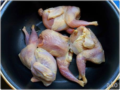 Codornices con salsa de verduras Codornices con salsa de verduras