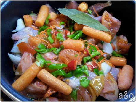 Codornices con salsa de verduras Codornices con salsa de verduras