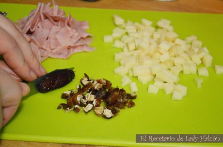 Muffins salados de jamón de york, queso y dátiles Muffins salados de jamón de york, queso y dátiles