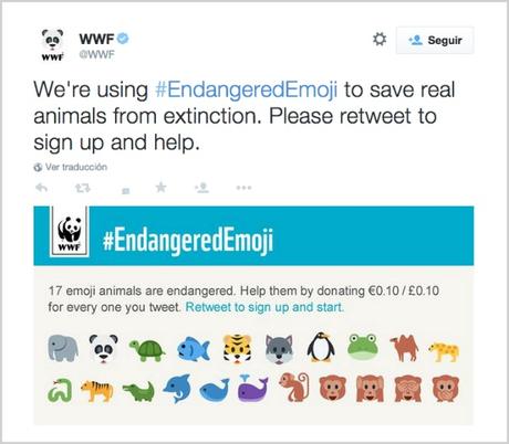 WWF quiere que tuiteemos emojis de animales en peligro de extinción para ayudarles