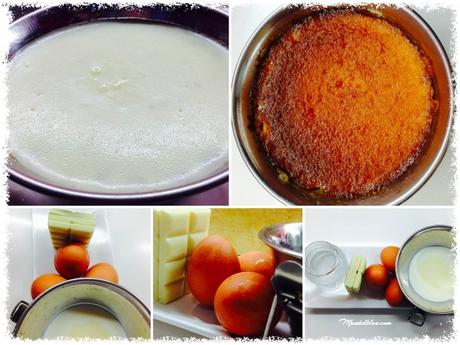 Flan de chocolate blanco con salsa de frambuesa Flan de chocolate blanco con salsa de frambuesa