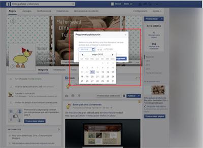 Opciones para publicar en Facebook