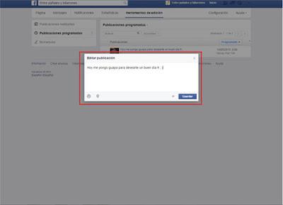 Opciones para publicar en Facebook