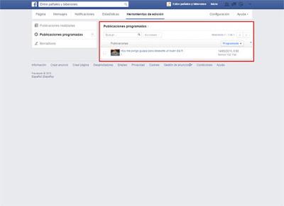 Opciones para publicar en Facebook