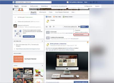 Opciones para publicar en Facebook