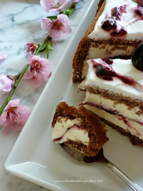 Pastel con Harina Teff, Mascarpone y Cerezas Pastel con Harina Teff, Mascarpone y Cerezas