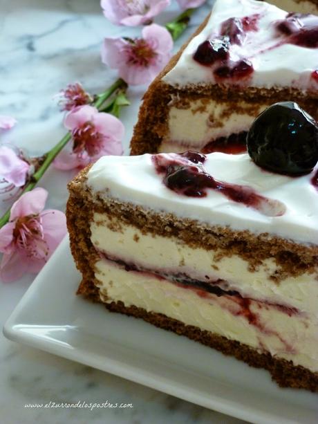 Pastel con Harina Teff, Mascarpone y Cerezas Pastel con Harina Teff, Mascarpone y Cerezas