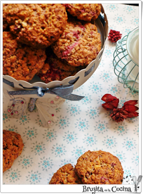 Galletas de avena, miel y frambuesa