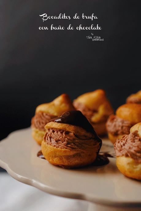 Bocaditos de trufa con baño de chocolate