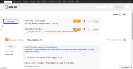 Como crear un blog con Blogger Como crear un blog con Blogger