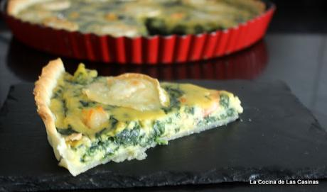 Quiche de Espinacas, Langostinos y Bechamel