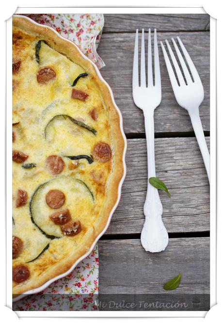 Quiche de Salchichas y Calabacín