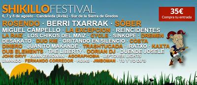 Shikillo Festival 2015: Rosendo, Berri Txarrak, Sôber, La Excepción, Miguel Campello, Reincidentes, Dinero... Shikillo Festival 2015: Rosendo, Berri Txarrak, Sôber, La Excepción, Miguel Campello, Reincidentes, Dinero...