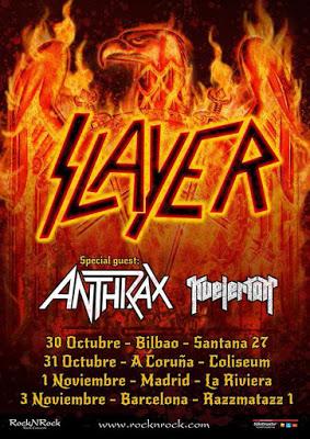 Gira conjunta de Slayer y Anthrax por Bilbao, A Coruña, Madrid y Barcelona