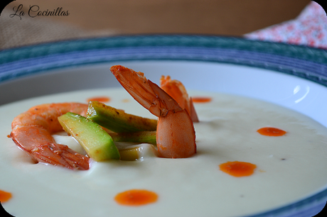 Vichyssoise con gambas salteadas