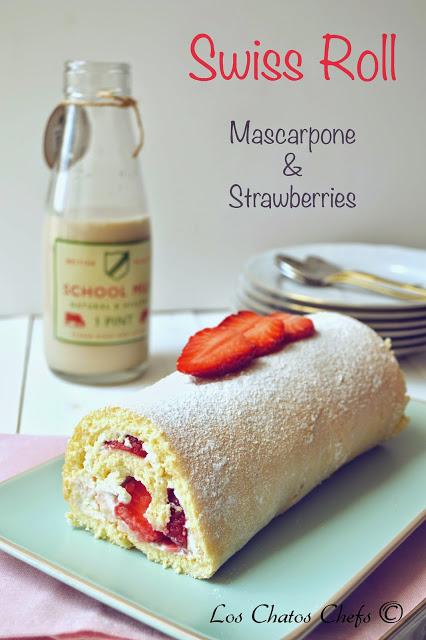 Mascarpone and strawberry swiss roll Mascarpone and strawberry swiss roll