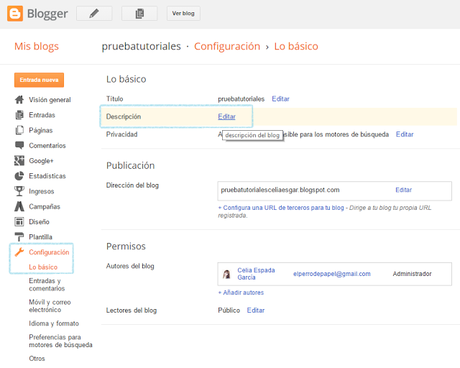 Tutoriales Blogger para Dummies: Configuración Básica Tutoriales Blogger para Dummies: Configuración Básica