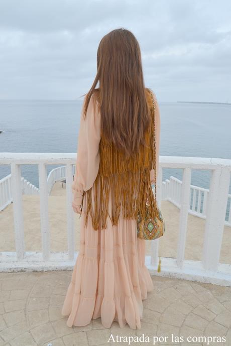 LONG DRESS & FRINGE VEST